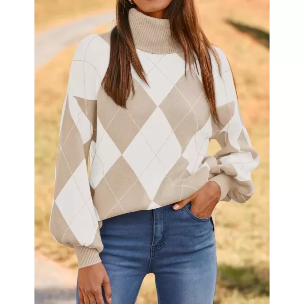 imageZESICA Sweaters for Women 2024 Fall Fashion Turtleneck Long Sleeve Ribbed Knit Loose Pullover TopsApricot