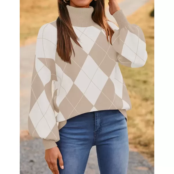 imageZESICA Sweaters for Women 2024 Fall Fashion Turtleneck Long Sleeve Ribbed Knit Loose Pullover TopsApricot