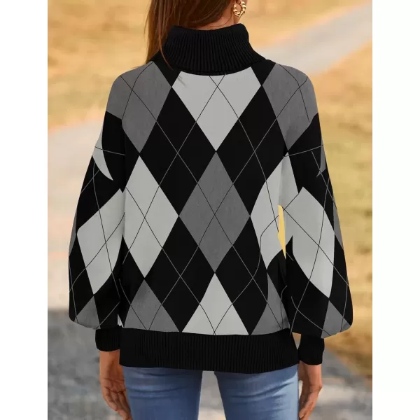 imageZESICA Sweaters for Women 2024 Fall Fashion Turtleneck Long Sleeve Ribbed Knit Loose Pullover TopsBlack