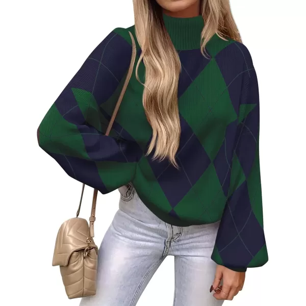 imageZESICA Sweaters for Women 2024 Fall Fashion Turtleneck Long Sleeve Ribbed Knit Loose Pullover TopsGreen