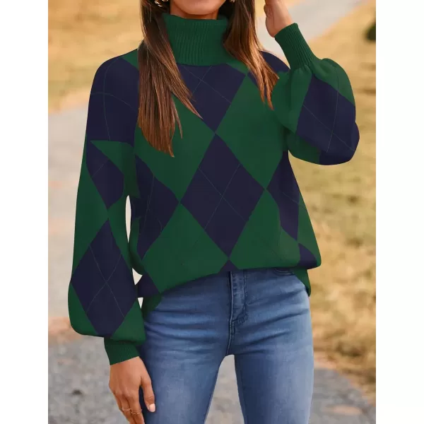 imageZESICA Sweaters for Women 2024 Fall Fashion Turtleneck Long Sleeve Ribbed Knit Loose Pullover TopsGreen