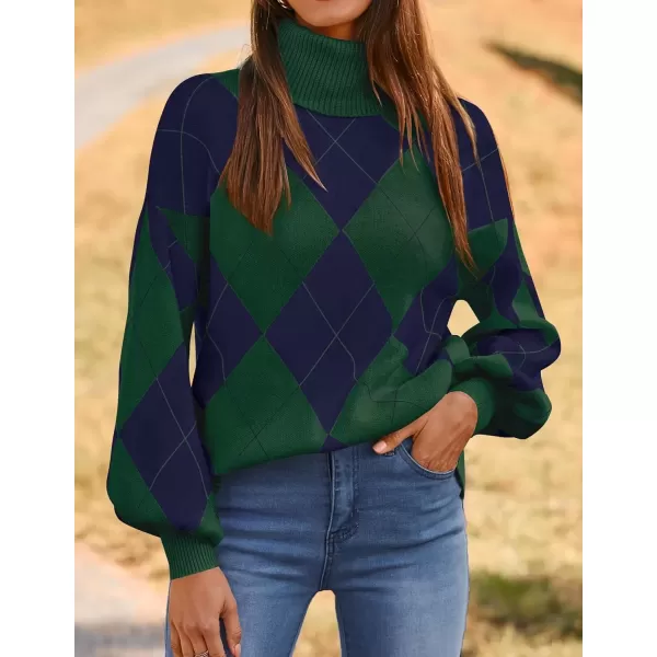 imageZESICA Sweaters for Women 2024 Fall Fashion Turtleneck Long Sleeve Ribbed Knit Loose Pullover TopsGreen