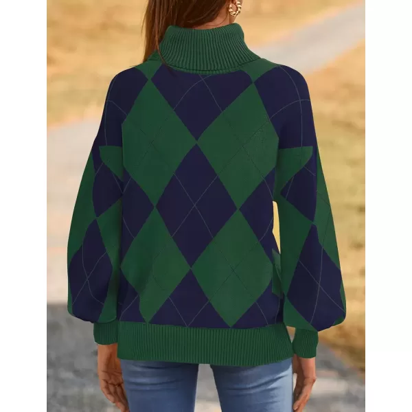 imageZESICA Sweaters for Women 2024 Fall Fashion Turtleneck Long Sleeve Ribbed Knit Loose Pullover TopsGreen