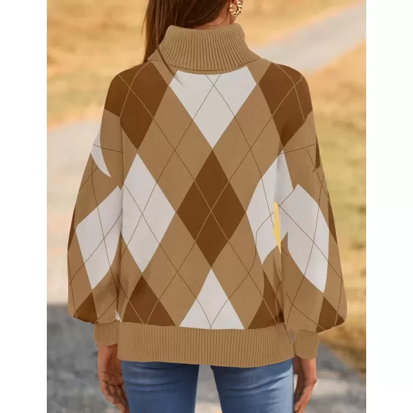 imageZESICA Sweaters for Women 2024 Fall Fashion Turtleneck Long Sleeve Ribbed Knit Loose Pullover TopsKhaki