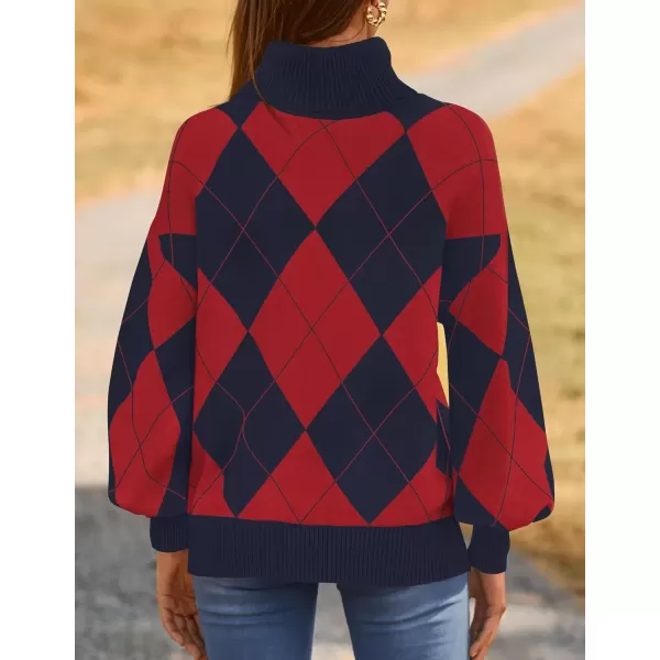 imageZESICA Sweaters for Women 2024 Fall Fashion Turtleneck Long Sleeve Ribbed Knit Loose Pullover TopsRed