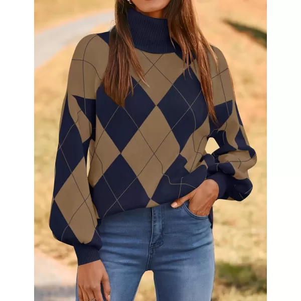 imageZESICA Sweaters for Women 2024 Fall Fashion Turtleneck Long Sleeve Ribbed Knit Loose Pullover TopsTaupe