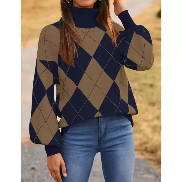 imageZESICA Sweaters for Women 2024 Fall Fashion Turtleneck Long Sleeve Ribbed Knit Loose Pullover TopsTaupe