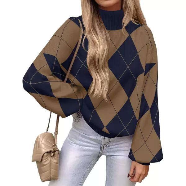 imageZESICA Sweaters for Women 2024 Fall Fashion Turtleneck Long Sleeve Ribbed Knit Loose Pullover TopsTaupe