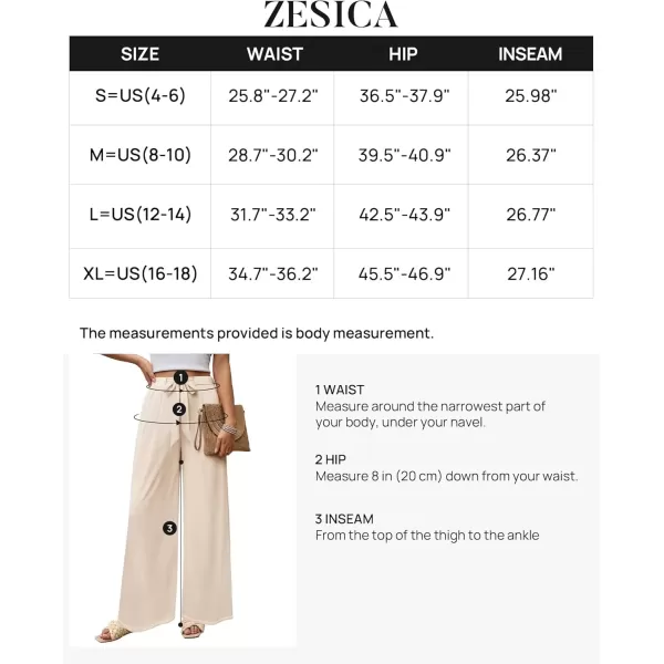 imageZESICA Womens 2024 Fall Knit Wide Leg Pants High Waist Adjustable Knot Loose Casual Flowy Long Trousers with PocketsApricot