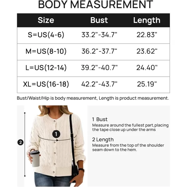 imageZESICA Womens 2024 Fall Winter Cable Knit Cardigan Sweaters Long Sleeve Crew Neck Button Open Front OutwearApricot