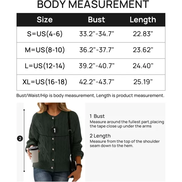 imageZESICA Womens 2024 Fall Winter Cable Knit Cardigan Sweaters Long Sleeve Crew Neck Button Open Front OutwearArmygreen