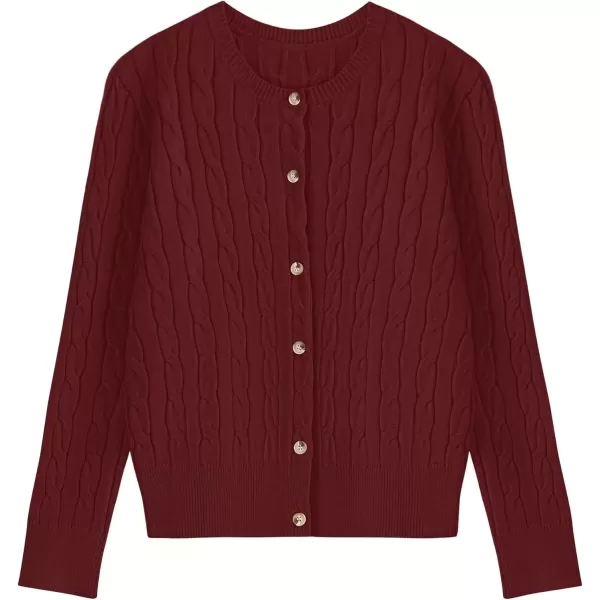 imageZESICA Womens 2024 Fall Winter Cable Knit Cardigan Sweaters Long Sleeve Crew Neck Button Open Front OutwearAuve