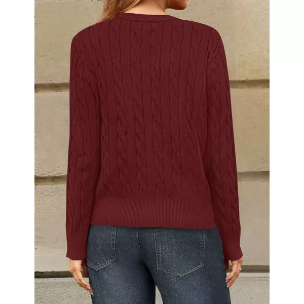 imageZESICA Womens 2024 Fall Winter Cable Knit Cardigan Sweaters Long Sleeve Crew Neck Button Open Front OutwearAuve