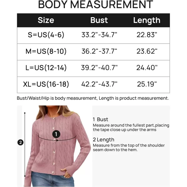 imageZESICA Womens 2024 Fall Winter Cable Knit Cardigan Sweaters Long Sleeve Crew Neck Button Open Front OutwearDustypink
