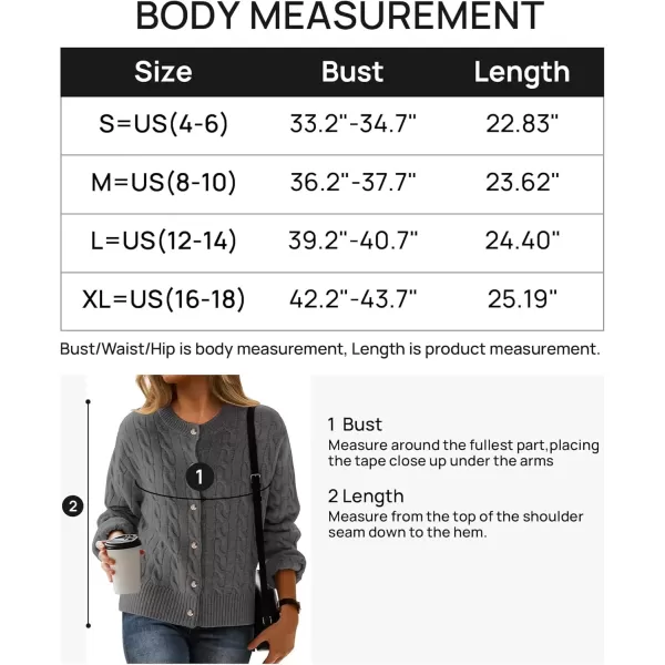 imageZESICA Womens 2024 Fall Winter Cable Knit Cardigan Sweaters Long Sleeve Crew Neck Button Open Front OutwearGray