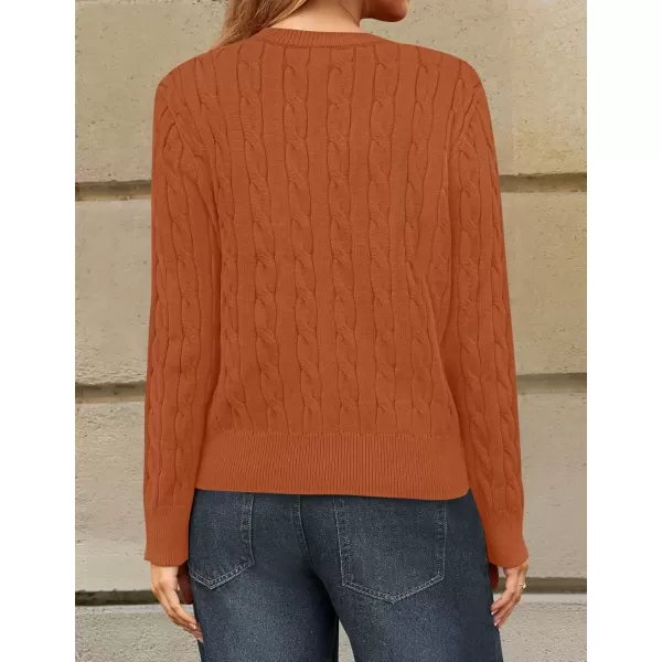 imageZESICA Womens 2024 Fall Winter Cable Knit Cardigan Sweaters Long Sleeve Crew Neck Button Open Front OutwearOrange