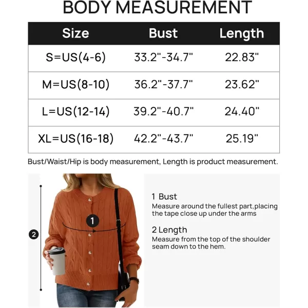imageZESICA Womens 2024 Fall Winter Cable Knit Cardigan Sweaters Long Sleeve Crew Neck Button Open Front OutwearOrange