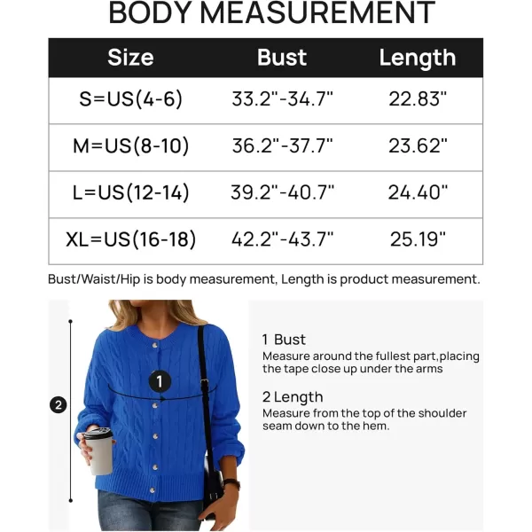 imageZESICA Womens 2024 Fall Winter Cable Knit Cardigan Sweaters Long Sleeve Crew Neck Button Open Front OutwearRoyalblue