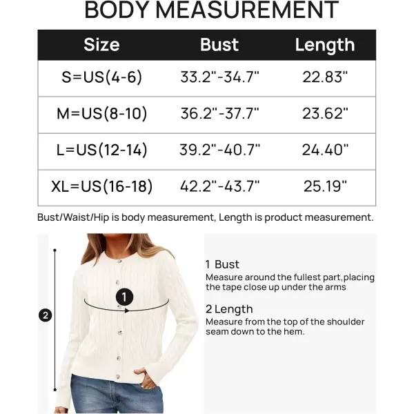 imageZESICA Womens 2024 Fall Winter Cable Knit Cardigan Sweaters Long Sleeve Crew Neck Button Open Front OutwearWhite