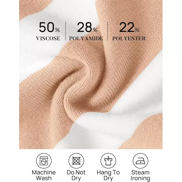 imageZESICA Womens Casual Striped Wide Leg Pants Elastic Waist Drawstring Knit Loose Soft Pajama Lounge Pants Fall ClothesApricot