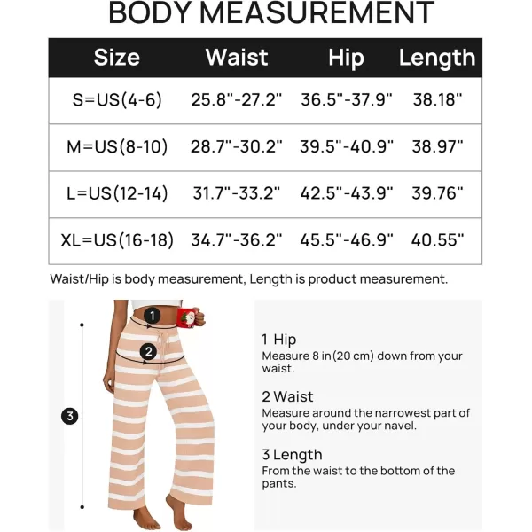 imageZESICA Womens Casual Striped Wide Leg Pants Elastic Waist Drawstring Knit Loose Soft Pajama Lounge Pants Fall ClothesApricot