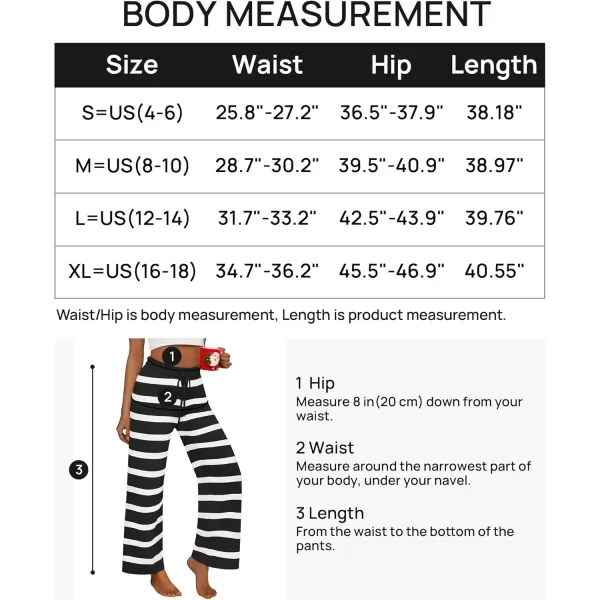 imageZESICA Womens Casual Striped Wide Leg Pants Elastic Waist Drawstring Knit Loose Soft Pajama Lounge Pants Fall ClothesBlack