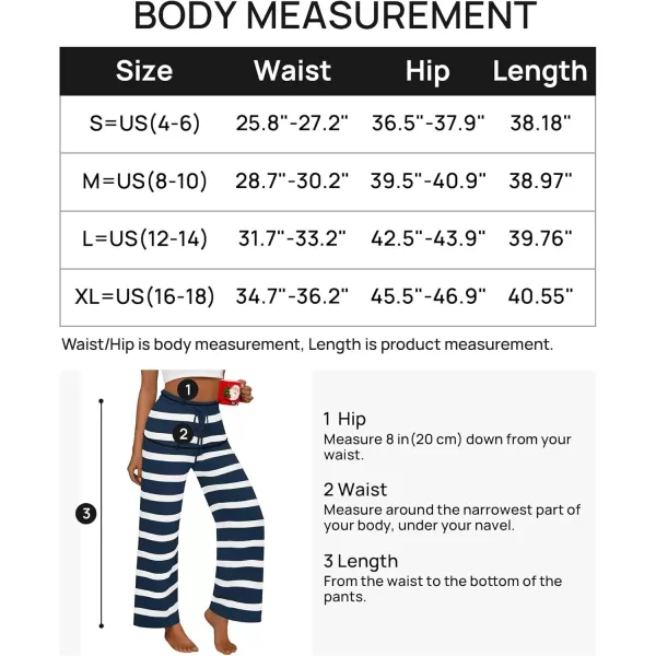 imageZESICA Womens Casual Striped Wide Leg Pants Elastic Waist Drawstring Knit Loose Soft Pajama Lounge Pants Fall ClothesDark Blue