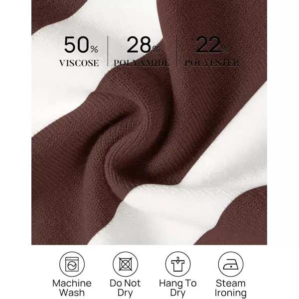 imageZESICA Womens Casual Striped Wide Leg Pants Elastic Waist Drawstring Knit Loose Soft Pajama Lounge Pants Fall ClothesDark Brown