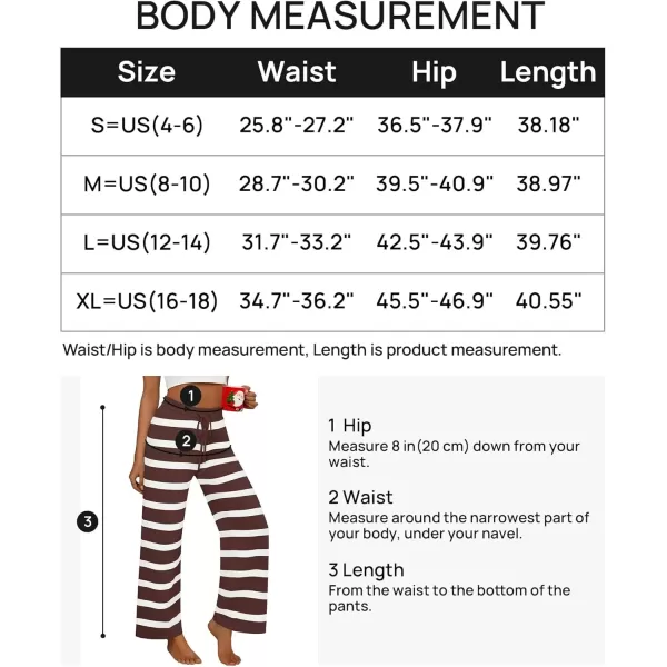 imageZESICA Womens Casual Striped Wide Leg Pants Elastic Waist Drawstring Knit Loose Soft Pajama Lounge Pants Fall ClothesDark Brown