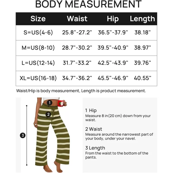imageZESICA Womens Casual Striped Wide Leg Pants Elastic Waist Drawstring Knit Loose Soft Pajama Lounge Pants Fall ClothesOlive Green