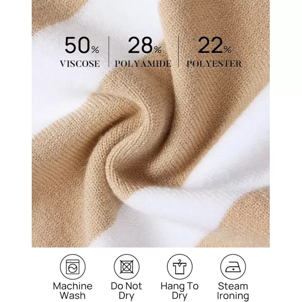 imageZESICA Womens Casual Striped Wide Leg Pants Elastic Waist Drawstring Knit Loose Soft Pajama Lounge Pants Fall ClothesSand