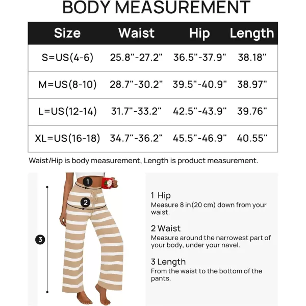 imageZESICA Womens Casual Striped Wide Leg Pants Elastic Waist Drawstring Knit Loose Soft Pajama Lounge Pants Fall ClothesSand
