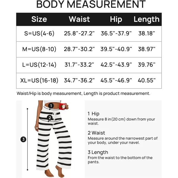 imageZESICA Womens Casual Striped Wide Leg Pants Elastic Waist Drawstring Knit Loose Soft Pajama Lounge Pants Fall ClothesWhite