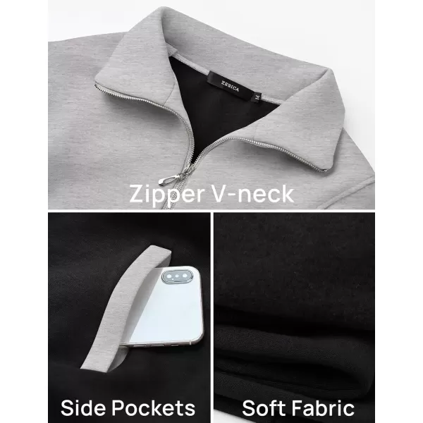 imageZESICA Womens Half Zip Sweatshirts Long Sleeve Color Block Hoodies Oversized Pullover Sweater Tops 2024 Fall Y2k ClothesBlack