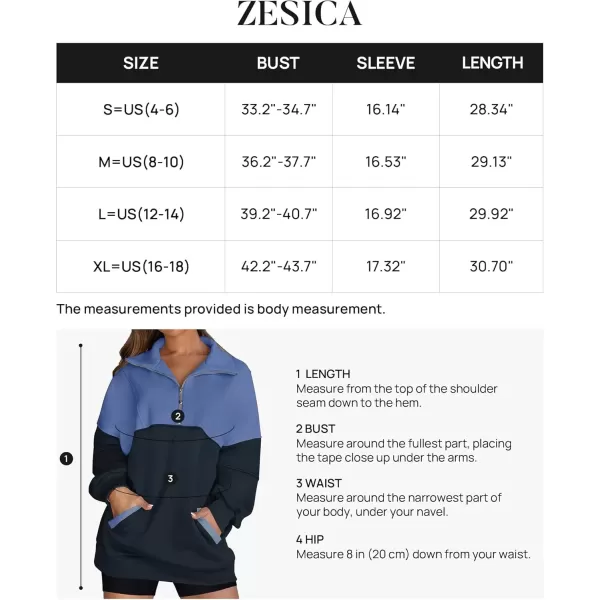 imageZESICA Womens Half Zip Sweatshirts Long Sleeve Color Block Hoodies Oversized Pullover Sweater Tops 2024 Fall Y2k ClothesNavy