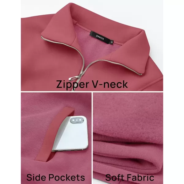 imageZESICA Womens Half Zip Sweatshirts Long Sleeve Color Block Hoodies Oversized Pullover Sweater Tops 2024 Fall Y2k ClothesPlum