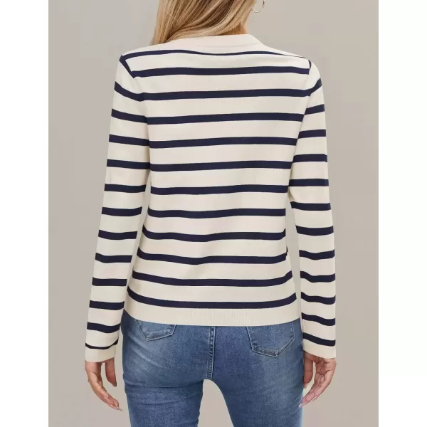 imageZESICA Womens Long Sleeve Striped Sweaters Crewneck Ribbed Knit Shirts 2024 Fall Trendy Pullover TopsApricot