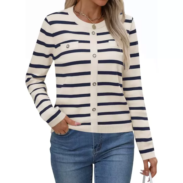 imageZESICA Womens Long Sleeve Striped Sweaters Crewneck Ribbed Knit Shirts 2024 Fall Trendy Pullover TopsApricot
