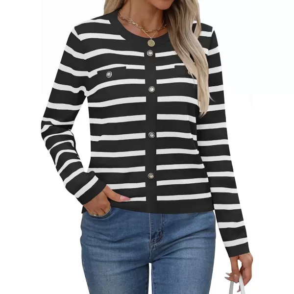 imageZESICA Womens Long Sleeve Striped Sweaters Crewneck Ribbed Knit Shirts 2024 Fall Trendy Pullover TopsBlack