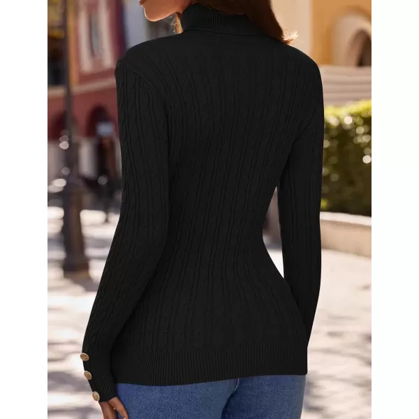 imageZESICA Womens Turtleneck Cable Knit 2024 Fall Winter Long Sleeve Pullover SweatersBlack