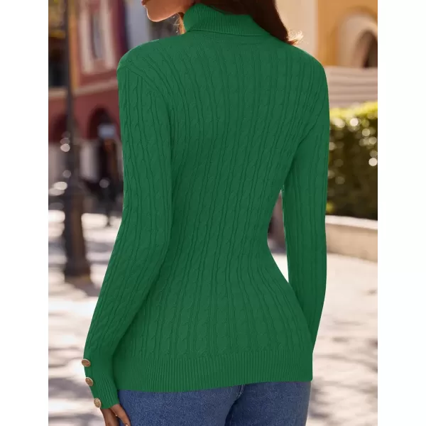 imageZESICA Womens Turtleneck Cable Knit 2024 Fall Winter Long Sleeve Pullover SweatersGreen