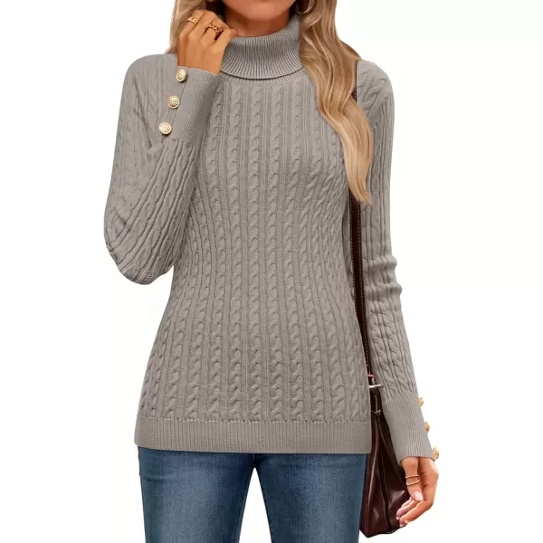 imageZESICA Womens Turtleneck Cable Knit 2024 Fall Winter Long Sleeve Pullover SweatersGreykhaki