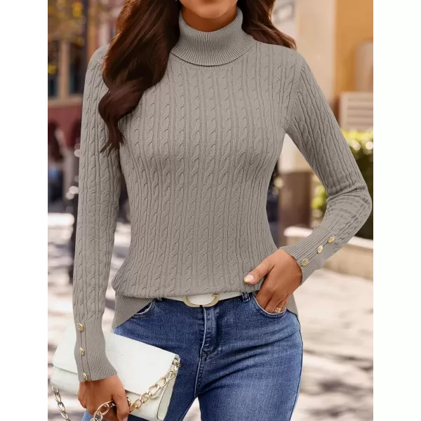 imageZESICA Womens Turtleneck Cable Knit 2024 Fall Winter Long Sleeve Pullover SweatersGreykhaki