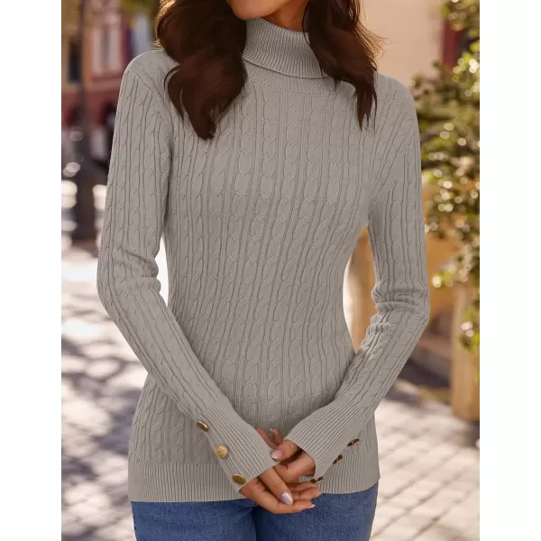 imageZESICA Womens Turtleneck Cable Knit 2024 Fall Winter Long Sleeve Pullover SweatersGreykhaki