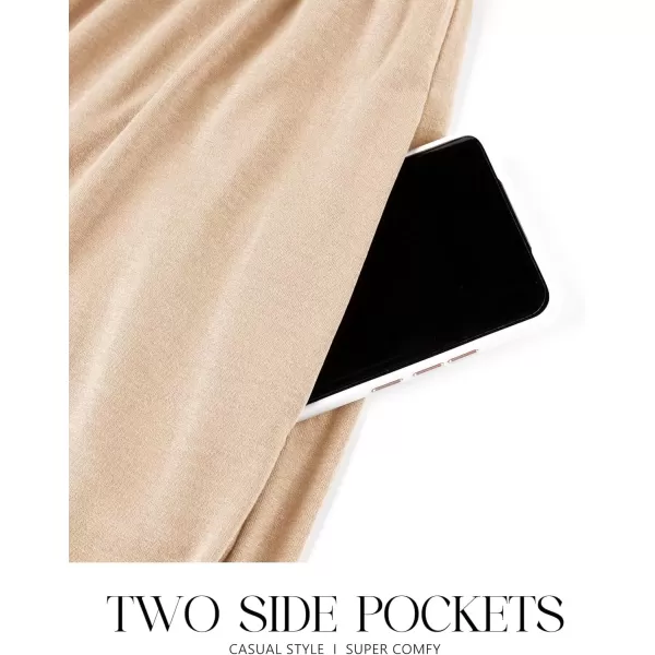 imageZESICA Womens 2024 Summer Casual Dresses Flutter Short Sleeve Crewneck Loose Flowy Tiered Beach Maxi Dress with PocketsApricot