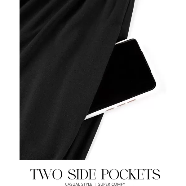 imageZESICA Womens 2024 Summer Casual Dresses Flutter Short Sleeve Crewneck Loose Flowy Tiered Beach Maxi Dress with PocketsBlack