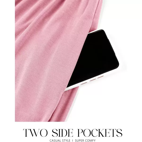 imageZESICA Womens 2024 Summer Sleeveless Dress Square Neck Pleated Swing Casual Maxi Dresses with PocketsPink