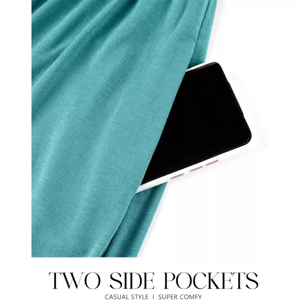 imageZESICA Womens 2024 Summer Sleeveless Dress Square Neck Pleated Swing Casual Maxi Dresses with PocketsSage