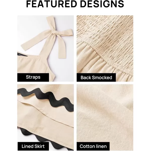 imageZESICA Womens 2024 Summer Swing Mini Dress Casual Spaghetti Straps Sleeveless Smocked Backless Flowy A Line SundressApricot