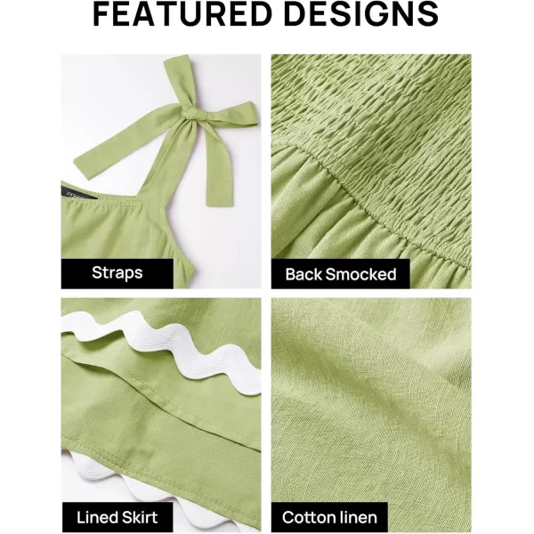imageZESICA Womens 2024 Summer Swing Mini Dress Casual Spaghetti Straps Sleeveless Smocked Backless Flowy A Line SundressGreen